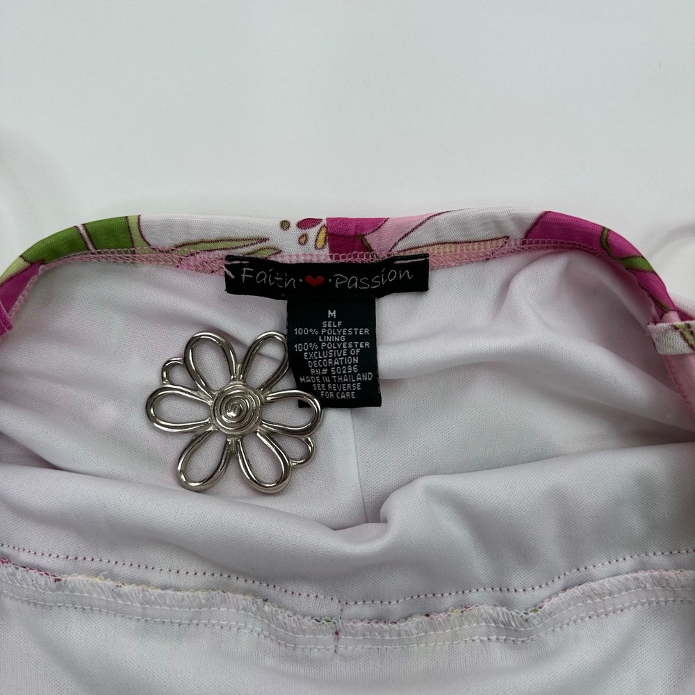 Y2K Faith Passion Floral Dress Womens Medium Pink Yellow Sleeveless Summer Style - Picture 4 of 6